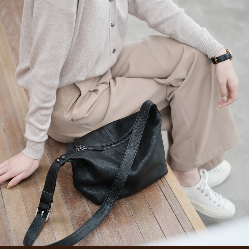 Nalani Soft Wide Strap Leather Crossbody - A Relaxed, Retro-Inspired Essential