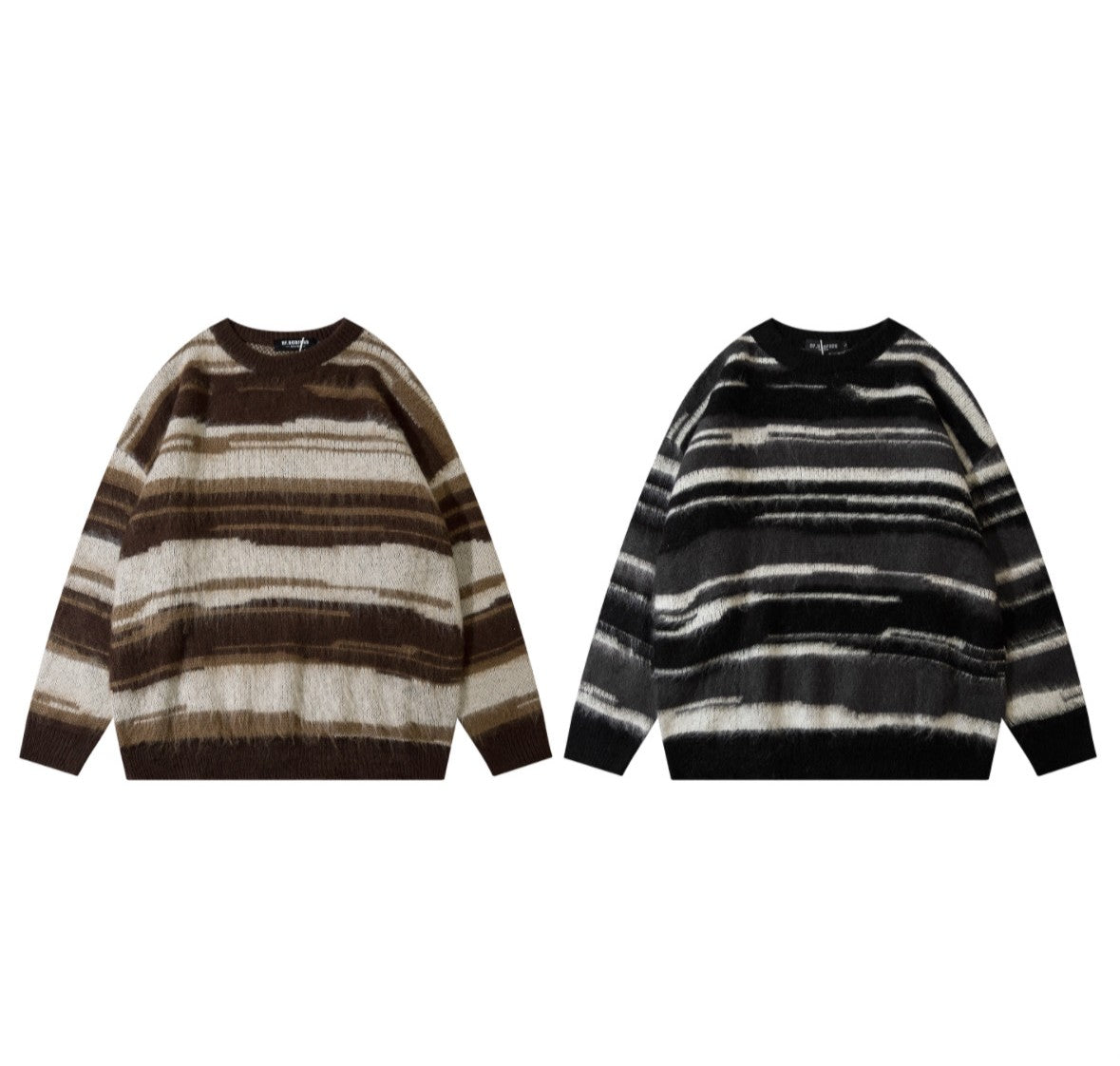 Retro Stripe Knit Sweater – Oversized Long Sleeve Pullover