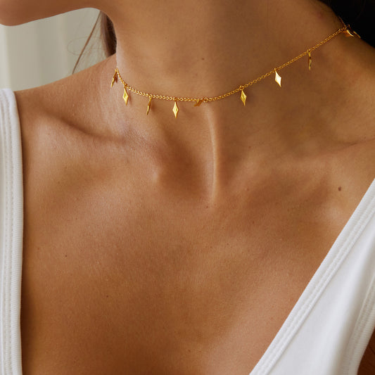 Twin 925 Electroplating 18k Golden Clavicle Chain