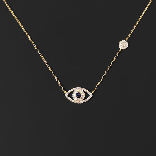 Adjustable Gold Evil Eye Pendant Necklace – Minimalist Protective Charm