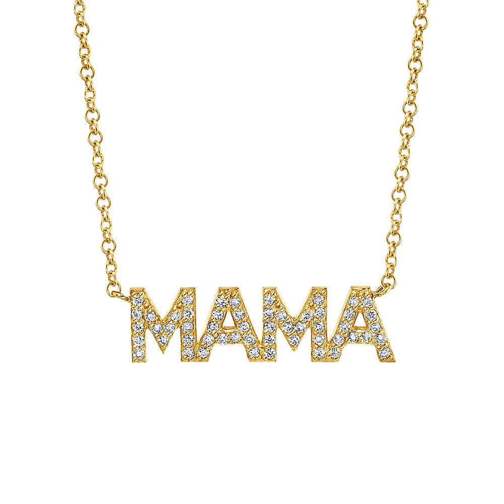 S925 Sterling Silver “Mama” Diamond Letter Necklace