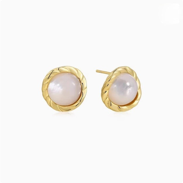 Moonlight Mother-of-Pearl Stud Earrings – Soft Glow Everyday Elegance