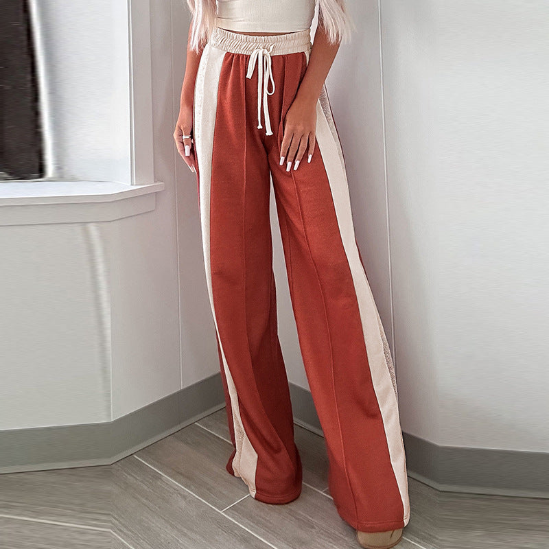 Nalani Contrast Flow High-Waist Pants - Effortless ease with a subtle statement