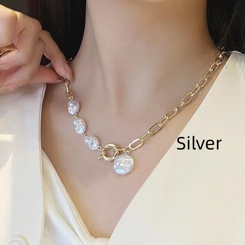 S925 Sterling Silver Baroque Pearl Pendant Necklace – Modern Vintage Statement