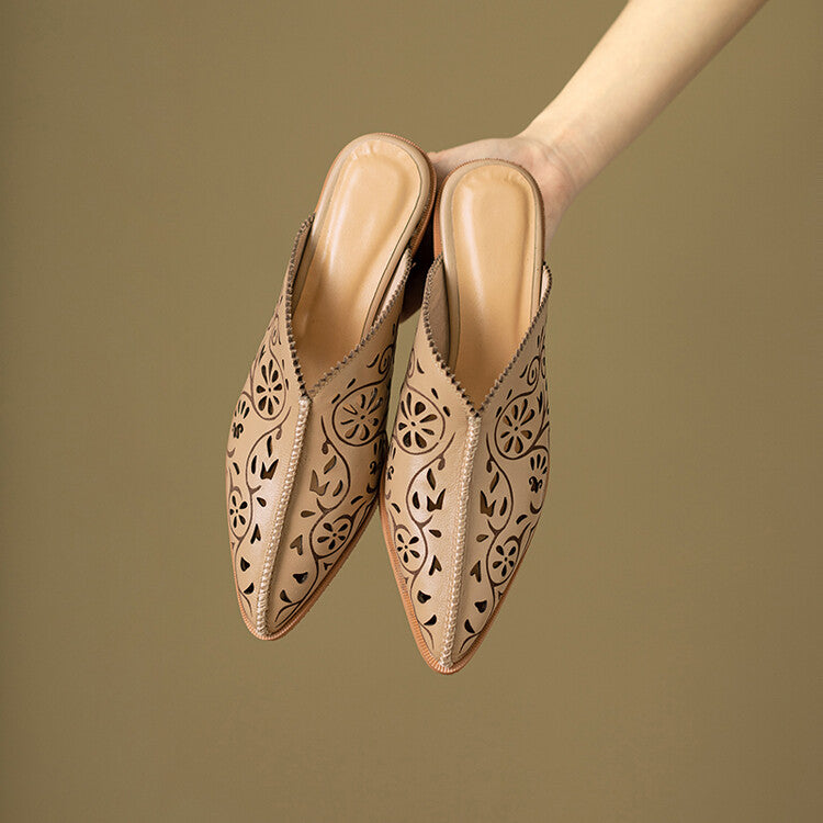 Nalani Leather Closed-Toe Heel Mules