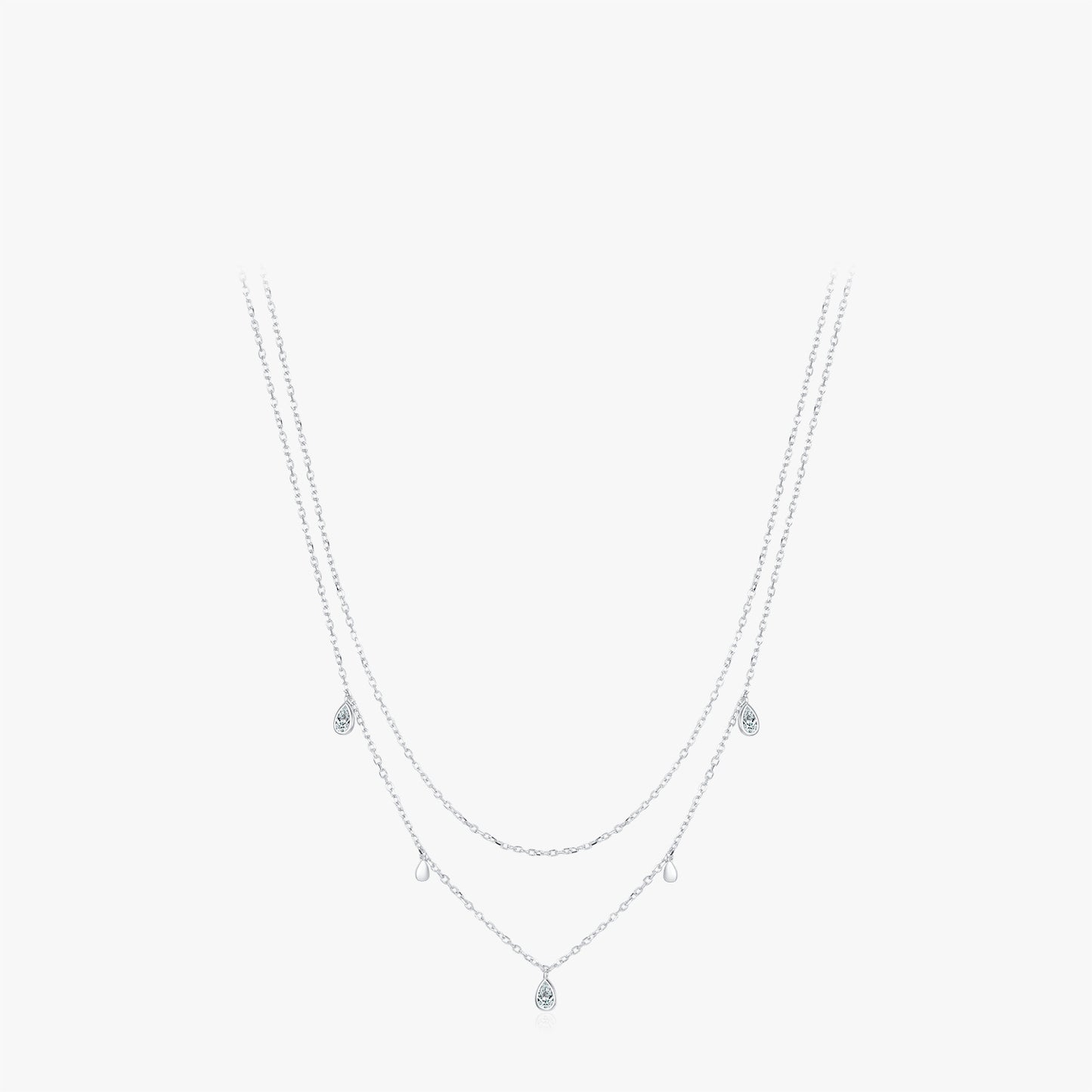 S925 Sterling Silver Double-Layer Water Droplet Necklace – Minimalist Elegant Design