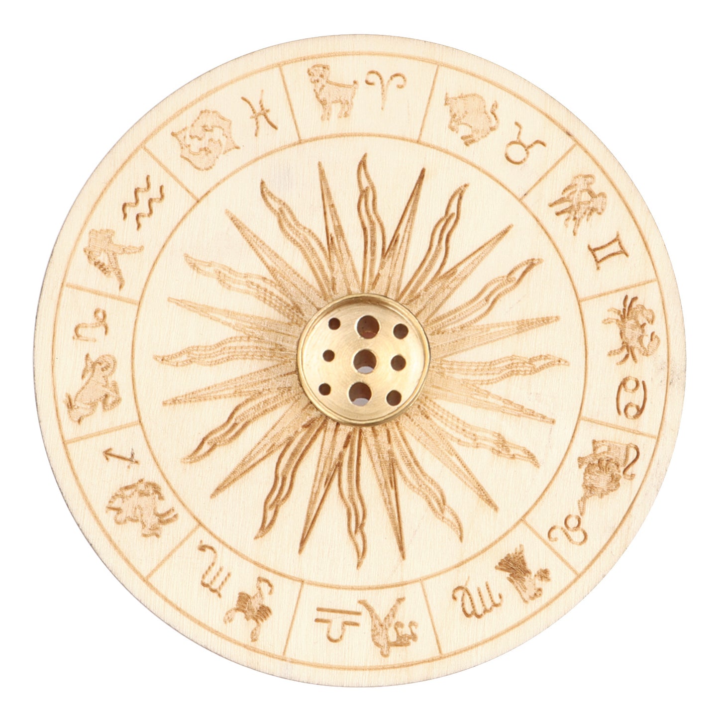 Wooden Zodiac Incense Holder – Engraved Meditation & Yoga Incense Stand