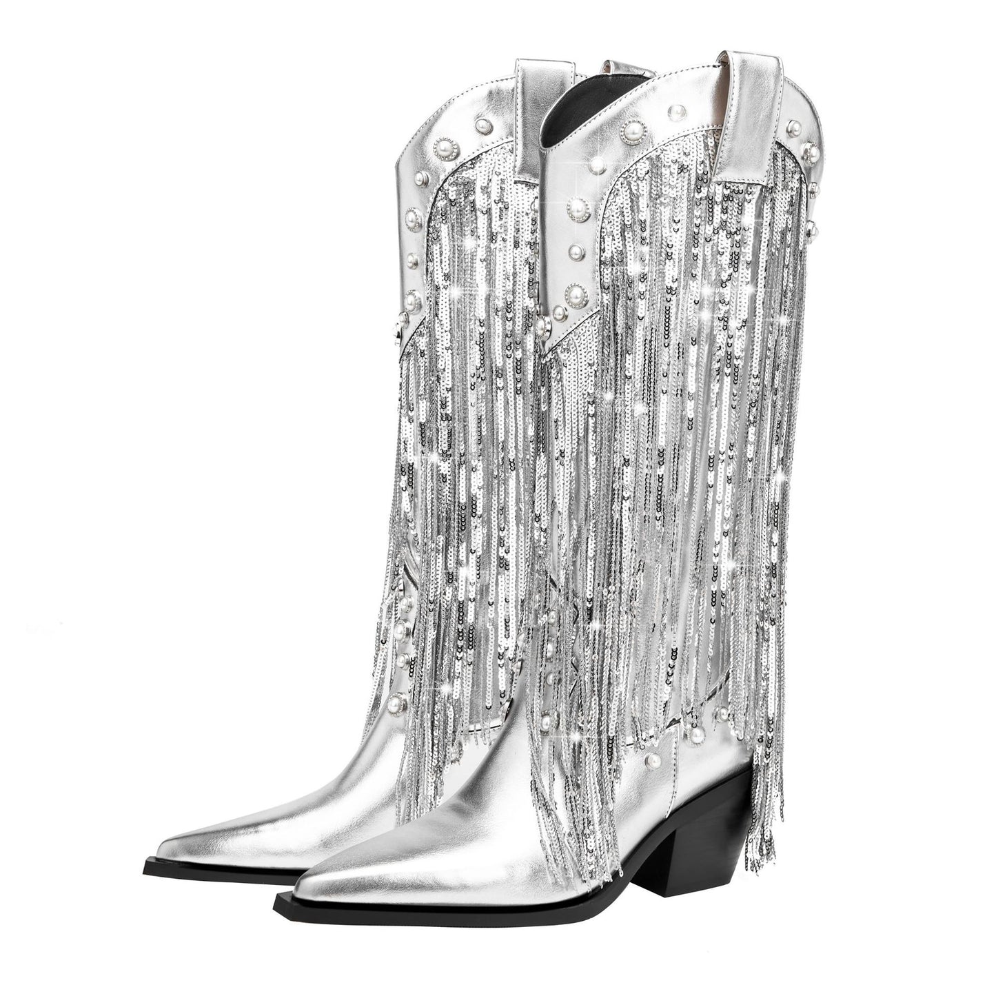 Nalani Luxe -  Silver Tassel Statement Boots
