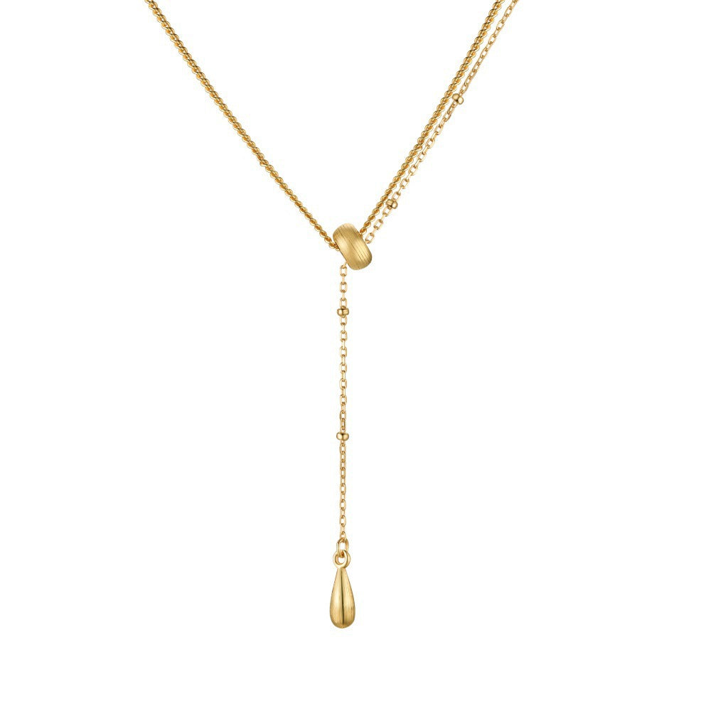 S925 Double-Layer Droplet Necklace — Delicate Modern Layers