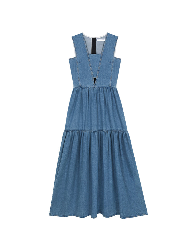 Denim Strap Maxi Dress