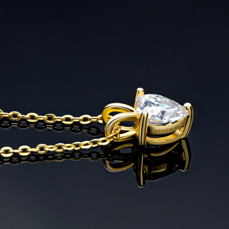 S925 Sterling Silver Heart-Cut Mossanite Necklace – Elegant Minimal Love Pendant