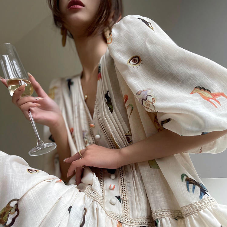 Nalani Luxe - Soft Eden Puff Sleeve Tea Dress