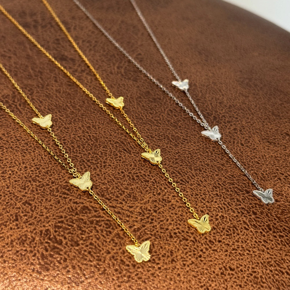 S925 Butterfly Tassel Necklace — Soft, Delicate Layered Charm