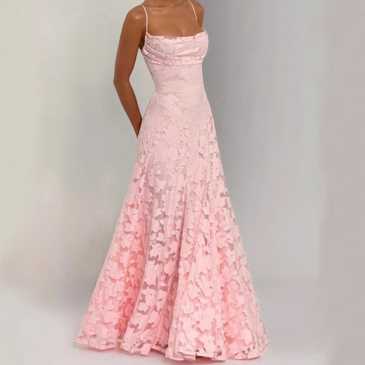 Soft Romance Backless Chiffon Maxi Dress