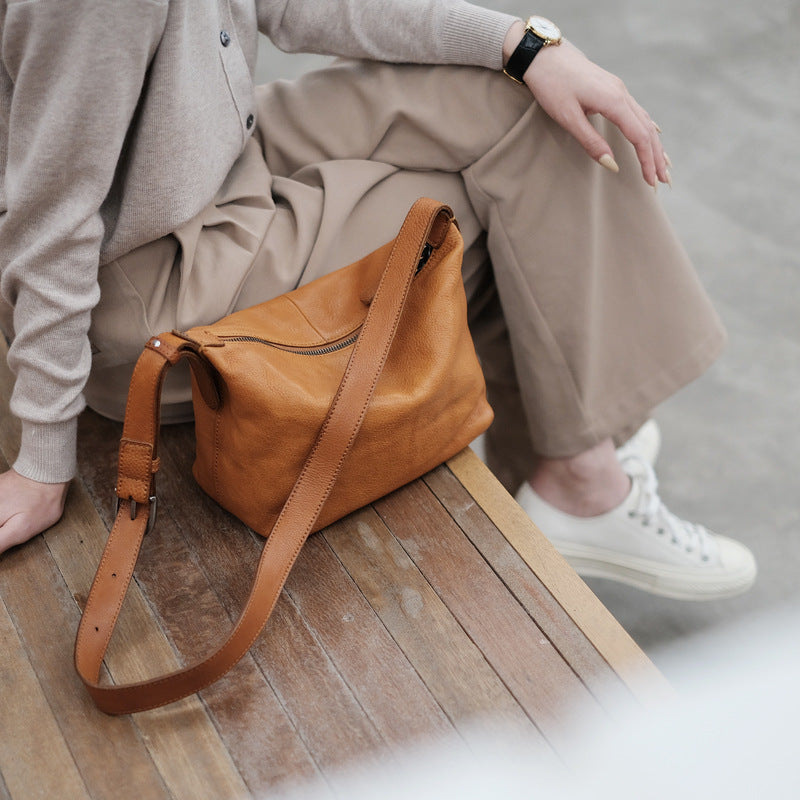 Nalani Soft Wide Strap Leather Crossbody - A Relaxed, Retro-Inspired Essential