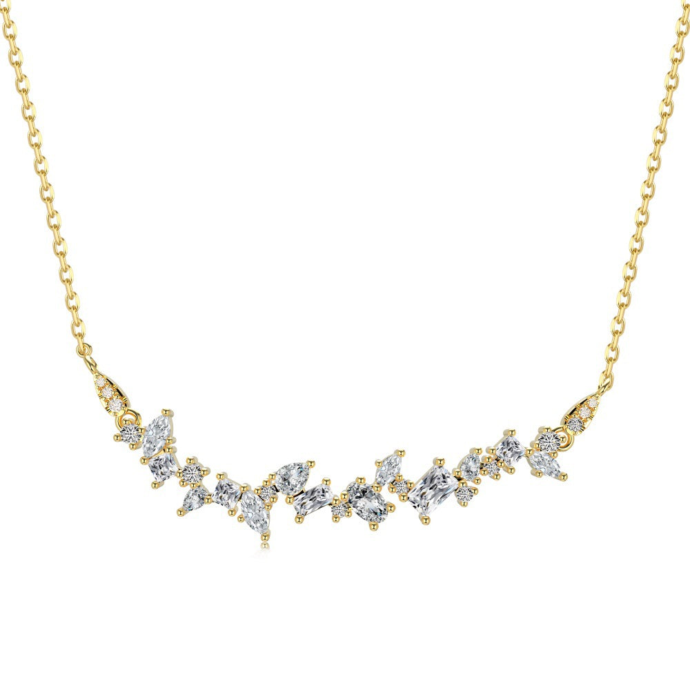 S925 Irregular Zircon Necklace — Soft Geometric Shine