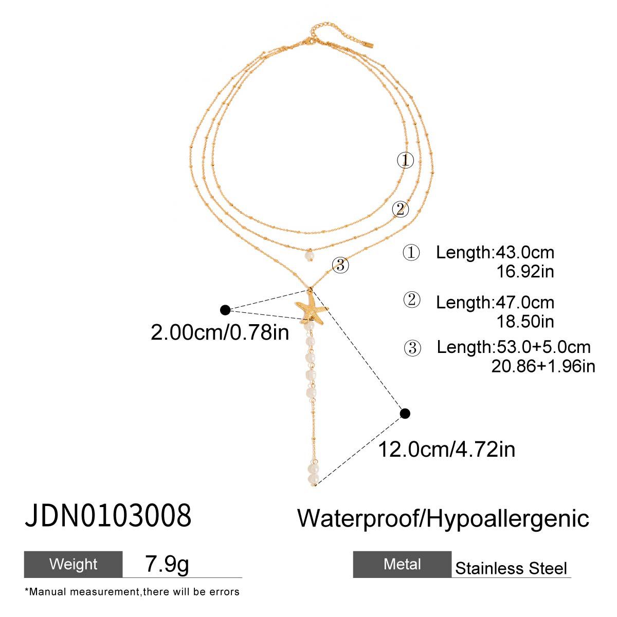 Golden Tides Starfish Pearl Drop Necklace