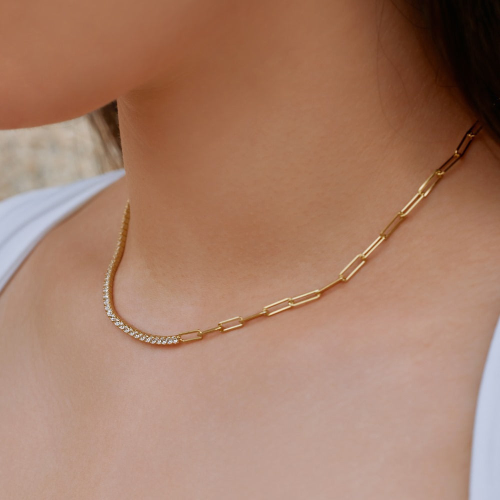 gold chain tennis necklace